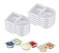ZHAO GE 50 Reusable Snack Pack Containers, Reusable Snack Pots with Lids, Double Compartment Condiment Container With Lids, Double Compartment Containers, Thickened and Portable and Dip Container
