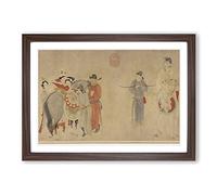 Zhao Yuan Oriental Leaving The Calf Framed Print | A2 Walnut Framed Wall Art | Ready to Hang | Modern Nature Picture | Living Room Bedroom Lounge Office