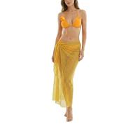 ZHAOCAI Women's Triangle Bikini Sets with Cover Up, Sexy Halter Neck 3 Piece Swimsuit, Low Waisted Ladies Swimwear Bathing Suit for Beach Holiday Pool Vacation Spa Yellow