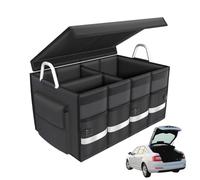 ZHAODG Universal Car Boot Organiser, For Polestar 4 2023 2024, Collapsible Multi Compartment Car Boot Tidy, Waterproof, Black