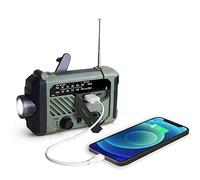 ZHAOF Portable Speaker Wind Up Radios, Waterproof Emergency Hand Crank Weather Radio, Solar Dynamo LED Torch Light SOS Alarm USB Cell Phone Charger,Green,155mm*94mm*49mm