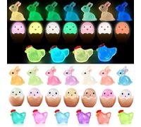Zhaohyjianm 100pcs Easter Bunny Luminous & Egg Chicken, Mini Resin Animals Glow in The Dark for Outdoor Garden Yard Patio Decor, Micro Fairy Garden Dollhouse Miniature Landscape Decoration