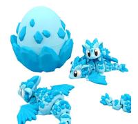 Zhaohyjianm 3D Printed Dragon Egg with Removable Mystery Articulated Crystal,Fidget Toys for Adults, Home Office Decor, Executive Desk Toy, 3D Printed Animals(Glacier Blue)