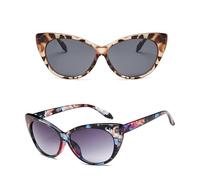 Zhaohyjianm Cat Eye Sunglasses 2 Pack for Women-Retro Polarized UV400 Protection Sun Glasses (Tortoise Shell&Floral Print) Fashion Oversized Ladies Eyewear