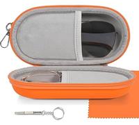 Zhaohyjianm Double Glasses Case - Dual Eyeglasses & Sunglasses Organizer with Clip, Zipper Closure & Elastic Strap, 2 Pair Storage Box for Travel, Unisex for Men Women (orange)