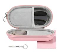 Zhaohyjianm Double Glasses Case - Dual Eyeglasses & Sunglasses Organizer with Clip, Zipper Closure & Elastic Strap, 2 Pair Storage Box for Travel, Unisex for Men Women (pink)
