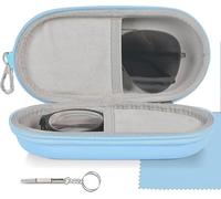 Zhaohyjianm Double Glasses Case - Dual Eyeglasses & Sunglasses Organizer with Clip, Zipper Closure & Elastic Strap, 2 Pair Storage Box for Travel, Unisex for Men Women (blue)