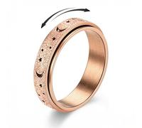 Zhaohyjianm Fidget Ring for Anxiety Relief - Stainless Steel Spinner Ring with Moon & Star, Stress Relief Calm Ring for Women & Men, Smooth Roller Fidget Band Ring (Rose gold, 11)