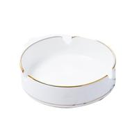 Zhaoj24-05 Cigar Ashtrays White Ceramic Ashtray With Gold Border Office Conference Room Hotel Decoration(White)