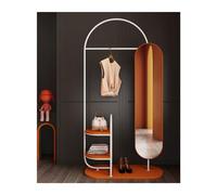 Zhaoj24-05 Full Length Mirrors Floor-Standing Bedroom Coat Rack with Rotating Dressing Mirror Integrated Italian-Style at the Door Vertical Home(White)