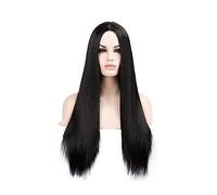Zhaoj24-05 Wigs for Women 30inch Long Straight Black Wig Synthetic Hair Wig With Bangs Long Hair Wigs for Women Msholy for Party Cosplay Wig