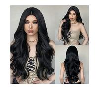Zhaoj24-05 Wigs for Women Black Long Wavy Synthetic Wig Natural Black Body Wave Wigs for Women Afro Cosplay Daily Hair Middle Part Heat Resistant for Party Cosplay Wig