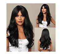 Zhaoj24-05 Wigs for Women Long Black Wig with Bangs, Synthetic Body Wavy Wigs for Women, 28" Long Curly Heat Resistant Fiber Wig with Bangs for Daily Cosplay for Party Cosplay Wig