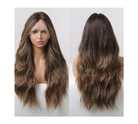 Zhaoj24-05 Wigs for Women Long Wavy Transparent Lace Front Synthetic Wigs Brown Golden Ombre Lace Frontal Wig for Black Women Natural Cosplay Closure Hair for Party Cosplay Wig