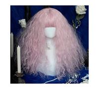 Zhaoj24-05 Wigs for Women Pink Wig with Bangs, Long Curly Synthetic Hair Wig, Fluffy Curly Heat-resistant Synthetic Wig Pink Party Cosplay Costume Halloween Wig for Party Cosplay Wig
