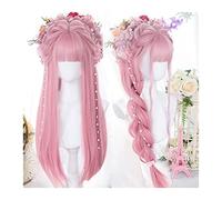 Zhaoj24-05 Wigs for Women Pink Wig with Bangs Long Straight Pink Wig for Women Girl Colorful Heat Resistant Synthetic Wigs for Cosplay Party Costume Use for Party Cosplay Wig