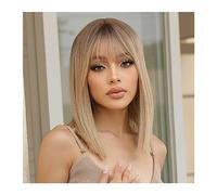 Zhaoj24-05 Wigs for Women Short Straight Bob Gray Ash Blonde Synthetic Wigs with Bangs Natural Hair Wig for White Women Daily Heat Resistant for Party Cosplay Wig