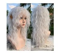 Zhaoj24-05 Wigs for Women Synthetic Hair Pure White Wig with Bangs Long Wavy Curly Wig Female Cosplay Lolita Girl White Wig with Bangs Soft Heat Resistant Wig for Party Cosplay Wig