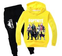 Zhaojiexiaodian Kids 3D Cartoon Print Casual Jumper Hoodie + Trousers, yellow, 130
