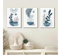 ZHAOLIN 3PCS Abstract Navy Blue Botanical Boho Wall Art Canvas Painting Nordic Poster And Print Pictures For Living Room Decor 40x60cm(19x24in) x3 frameless
