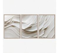 ZHAOLIN 3pcs Modern Beige Wall Art Canvas Posters Neutral Wall Art Abstract White Wave Minimalist Cream Art For Living Room Decor(70x90cmx3/Frameless)