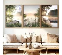 ZHAOLIN 3pcs Modern Rustic Landscape Canvas Art Prints Geometric Triptych Wall Posters Nature Photography For Home Living Room Decor(21x30cmx3/Canvas wrap)