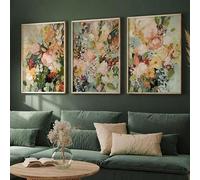 ZHAOLIN 3pcs Pastel Wild Flowers Prints, Boho Botanical Wall Art, Vintage Floral Home Decor, Modern Abstract Gallery Canvas Artwork(21x30cmx3/Canvas wrap)