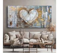 ZHAOLIN Abstract Wall Art Heart shaped Paintings, Contemporary Abstract Picture Artwork for Dining Room, Modern Living Room Decor 55x110cm InnerFrame