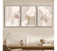 ZHAOLIN Abstract Wall Poster Beige Color Block Lines Canvas Painting Boho Wall Art Print Vintage Posters Picture Bedroom Decor 40x60cm(19x24in) x3 frameless