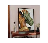 ZHAOLIN Boho Abstract Black African Woman Wall Art Portrait Poster Minimalist Fashion Canvas Painting for Modern Living Room Decor(30x50cm/Frameless)