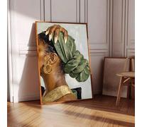 ZHAOLIN Boho Abstract Wall Art Poster Minimalist Black African Woman Fashion Canvas Painting For Dorm,Living Room,Modern Home Decor(80x120cm/Canvas wrap)