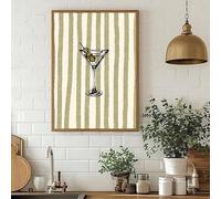 ZHAOLIN Boho Striped Martini Kitchen Wall Art Canvas Poster Print Minimalist Cocktail Wine Bar Cart Vintage Art For Home Room Decor(70x140cm/Canvas wrapped)