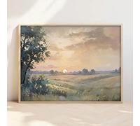 ZHAOLIN Boho Vintage Fall Sunset Rustic Art Canvas Poster Abstract Autumn Field Landscape Farmhouse Retro Painting Home Wall Picture(20x30cm/Frameless)