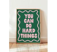 ZHAOLIN Canvas Wall Art Posters, You Can Do Hard Things Art Print, Pink And Green Inspirational Quotes Poster, Girly Bedroom Decor(40x60cm/Canvas wrap)
