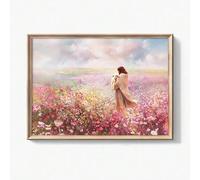 ZHAOLIN Colorful Floral Jesus Lamb Of God Canvas Poster Shepherd's Care Lost Lamb Christian Art Aesthetic Painting For Room Decor(60x80cm/Canvas wrap)