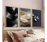 ZHAOLIN Large 2D Flat Abstract Wall Art Set Modern Minimalist Bohemian Canvas Paintings Neutral Tones for Living Room Home Decor(60x90cmx3/Canvas wrap)