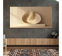 ZHAOLIN Large Modern Abstract Golden Leaves Canvas Art Print, Brown Geometric Patterns Wall Decor for Living Room and Bedroom Decor 65x130cm InnerFrame