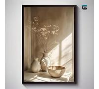 ZHAOLIN Modern Abstract Floral Wall Art Minimalist Neutral Canvas Painting Beige Tones Flower Picture For Living Room Bedroom Decor(60x90/Frameless)