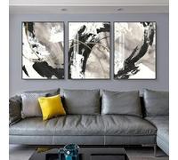 ZHAOLIN Modern Abstract Marble Style Black White Gray Wall Art HD Canvas Oil Painting Poster Prints for Home Living Room Decoration 50x70cm(20x28in) x3 frameless