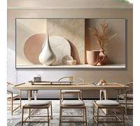 ZHAOLIN Modern Abstract Vase & Botanical Canvas Wall Art - Minimalist Neutral-Toned Painting for Living Room & Bedroom Decor 60x120cm InnerFrame