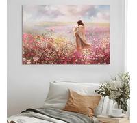 ZHAOLIN Pink Jesus and Lamb Wall Art Canvas Paintings, Christ Art Picture For Bedroom Living Room Corridor, Wall Art, Room Decor(60x80/Canvas wrapped)