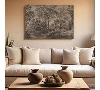 ZHAOLIN Rustic Style Vintage Moody Landscape Wall Art Brown Dark Canvas Painting Retro Woodland Painting Abstract Modern Home Decor(60x90cm/Frameless)