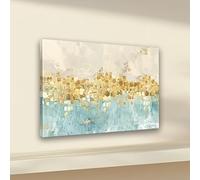 ZHAOLIN Scandinavian Abstract Leaf Canvas print Wall Art, Minimalist Style Printed Poster, Teal and Blue Tones For Living room Decor(70x140cm/Canvas wrapped)