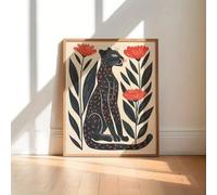 ZHAOLIN Stylish Wall Art Poster Featuring Bohemian Black Panther Artwork, a Canvas Painting of a Striped Woman For Bedroom Decor(20x35x3 cm/Frameless)