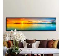 ZHAOLIN Sunsets Natural Sea Beach Landscape Canvas Painting Posters and Prints Panoramic Wall Art Picture for Living Room Bedroom 25x100cm Frameless