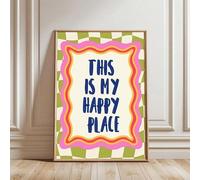 ZHAOLIN This Is My Happy Place Welcome Quote Wall Art Poster Canvas Print Minimalist Art Dopamine Painting For Girl Room Decor(50x70cm/Frameless)