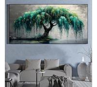 ZHAOLIN Tree of Life Green Wall Art Canvas Painting Wall Art Poster Botanical Decor Suitable For Living Room Bedroom Decoration(60x120cm/Frameless)