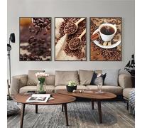 ZHAOLIN Vintage Coffee Bean Canvas Painting Wall Art Coffee House Posters Prints Modern Realist Home Decoration Kitchen Decor Cuadros 30x45cm(12x18in) x3 frameless