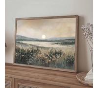 ZHAOLIN Vintage Lake Mountain Field Sunset Canvas Poster Retro Abstract Landscape Rustic Wall Art Painting Farmhouse Decor Picture(60x90cm/Frameless)