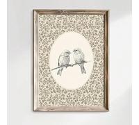 ZHAOLIN Vintage Sparrow Bird Antique Floral Rustic Canvas Poster Wall Art Print Maximalist Cottage Farmhouse Decor Retro Painting(50x70cm/Canvas wrap)